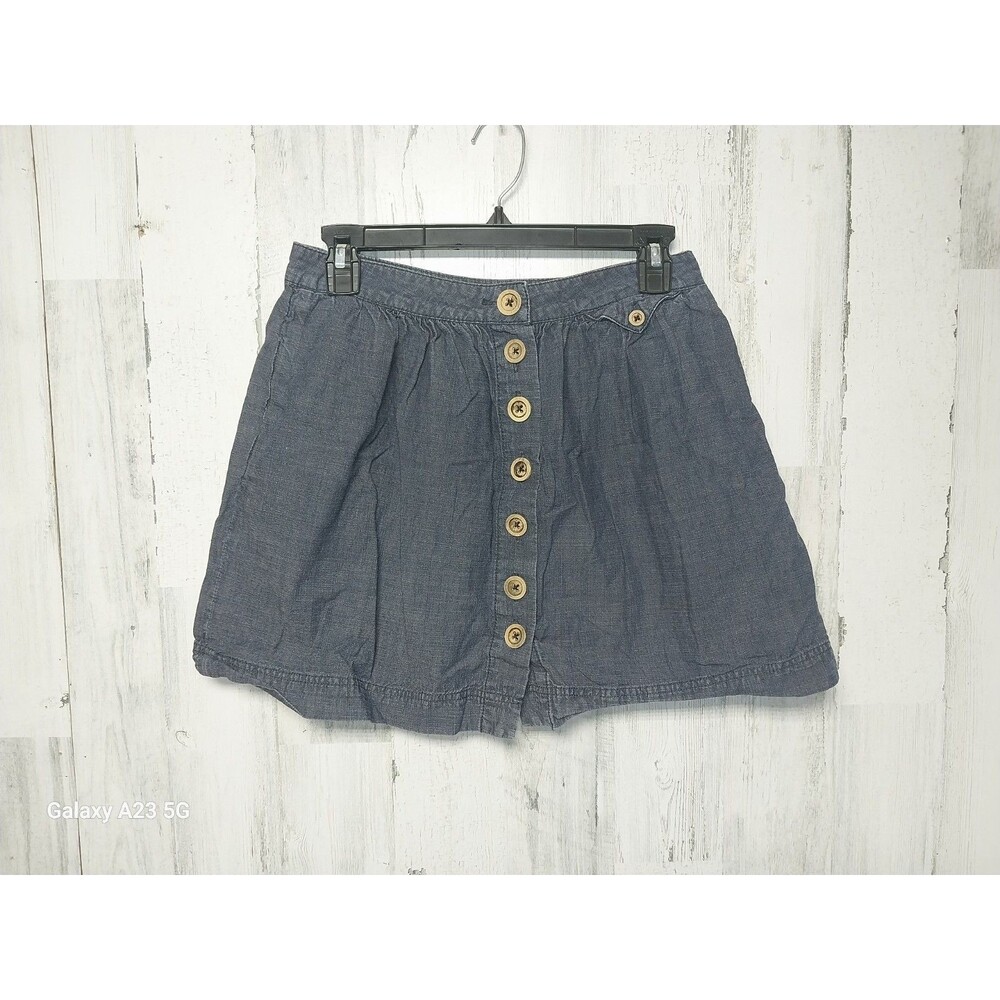 BDG Mini Skater Skirt Womens S Blue Full Button Pleated Swing Casual Ladies